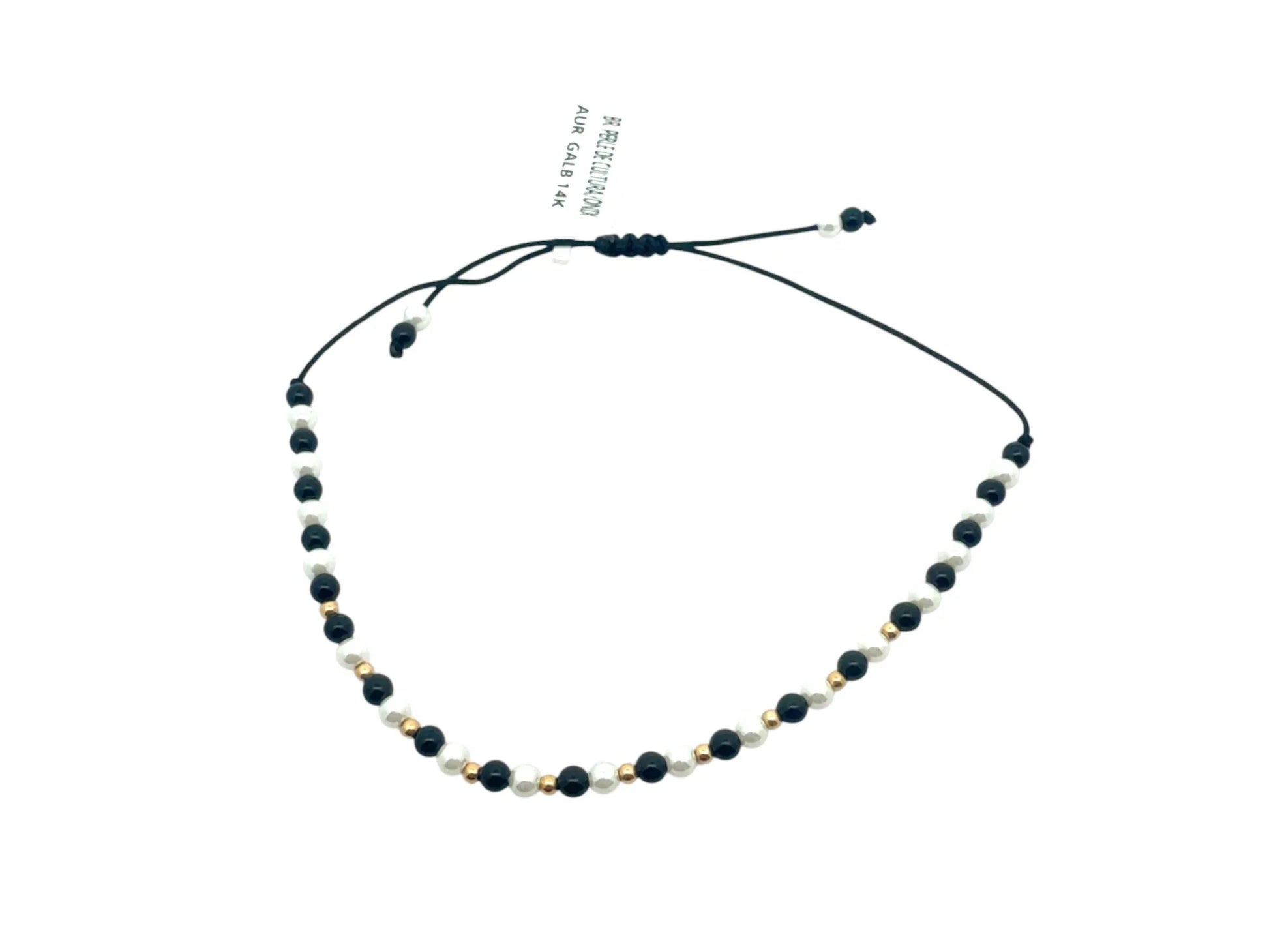 Bratara snur Perle de cultura si pietre Onix AG023 - Antonia Gold