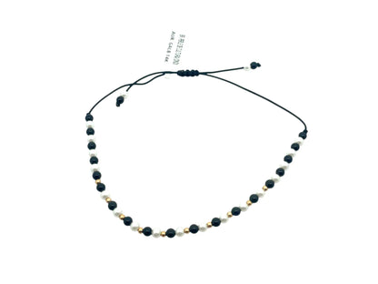 Bratara snur Perle de cultura si pietre Onix AG023 - Antonia Gold