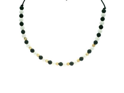 Bratara snur Perle de cultura si Pietre Onix AG039 - Antonia Gold