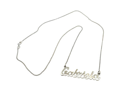Nume din Aur Alb "GABRIELA" cu lantisor - Antonia Gold