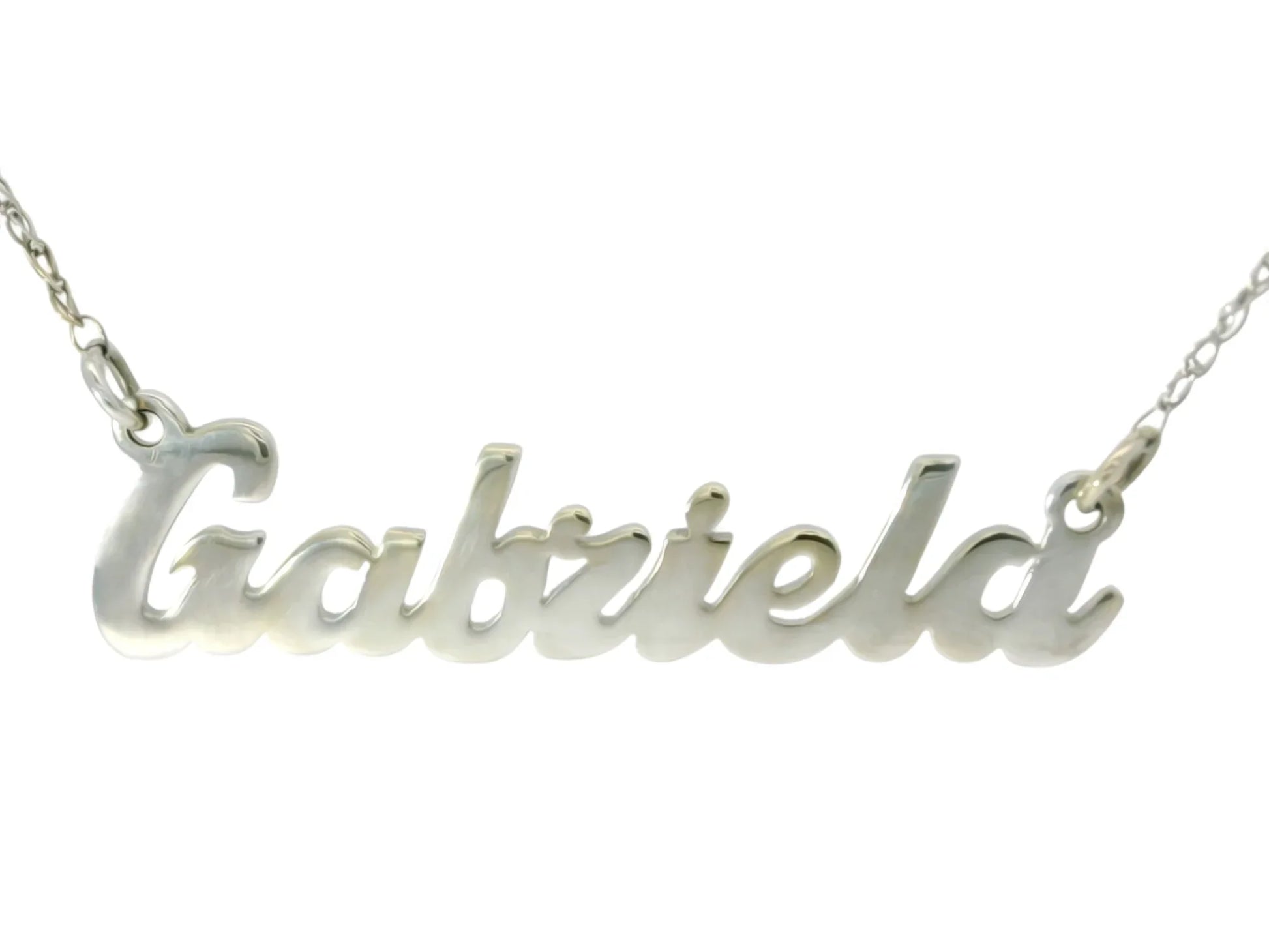 Nume din Aur Alb "GABRIELA" cu lantisor - Antonia Gold