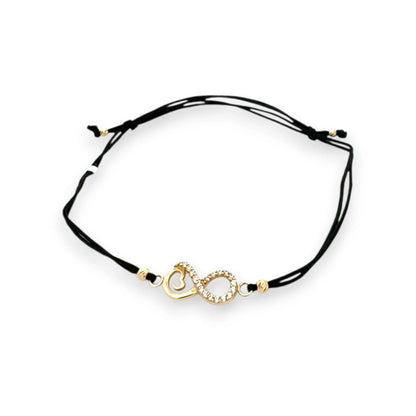 Bratara snur negru "Infinit si inimioara" AG080N - Antonia Gold