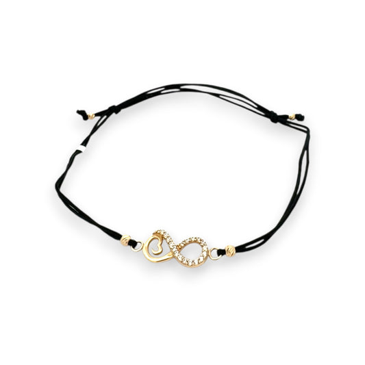 Bratara snur negru "Infinit si inimioara" AG080N