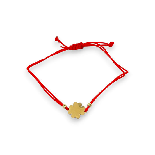 Bratara snur rosu "Pandant rotund cu Trifoi" AG0TRF2