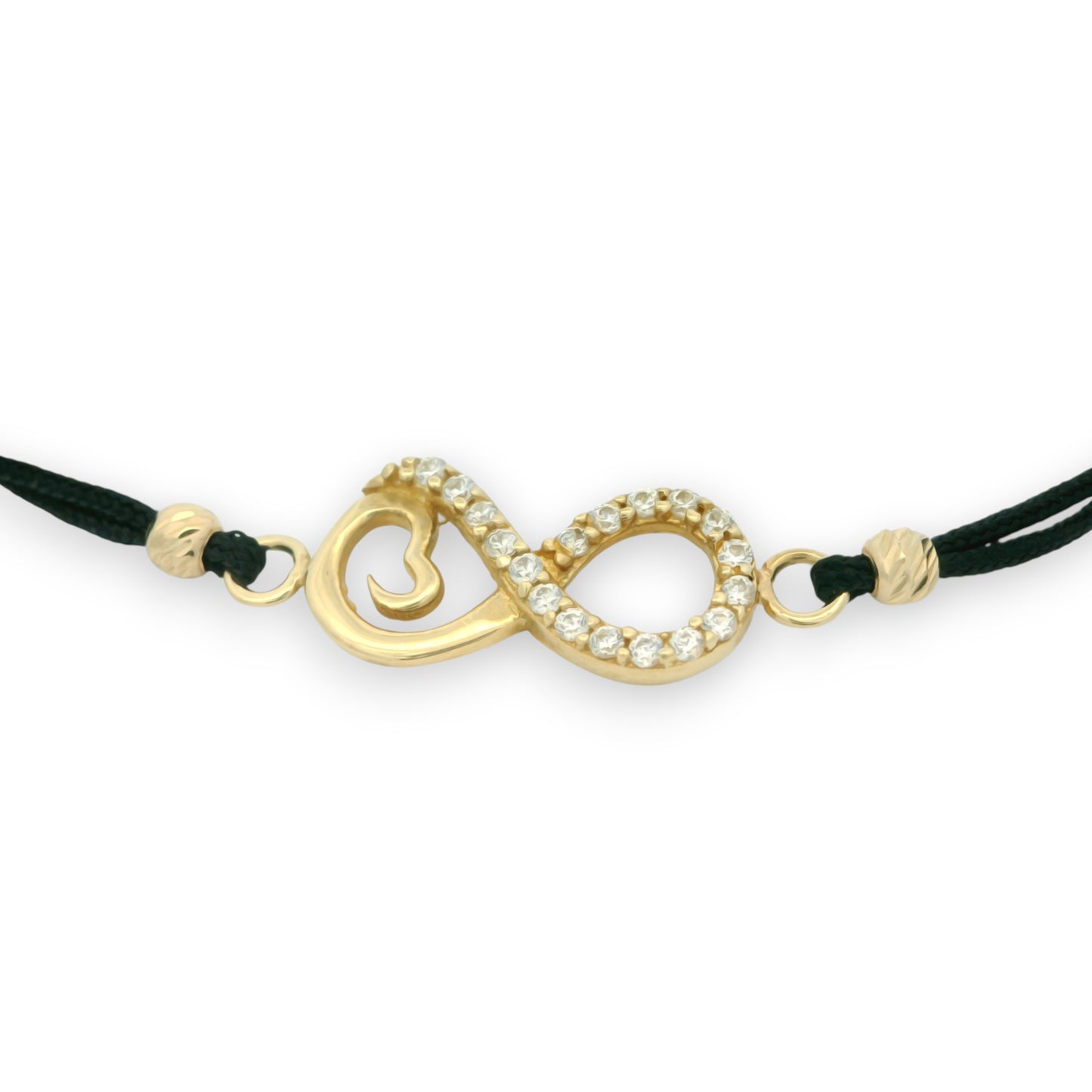 Bratara snur negru "Infinit si inimioara" AG080N