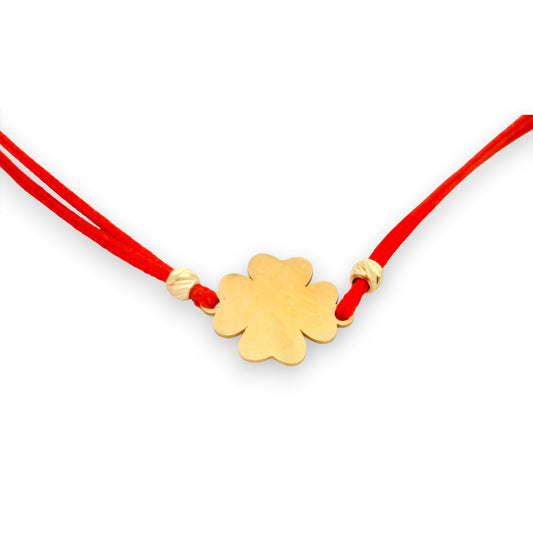 Bratara snur rosu "Pandant rotund cu Trifoi" AG0TRF2