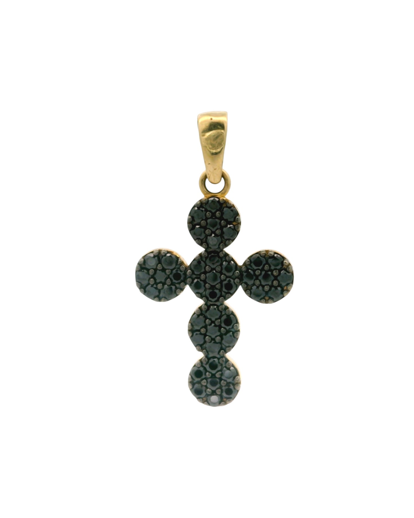 Pandantiv Cruciulita Aur 14K cu pietre negre AG01G