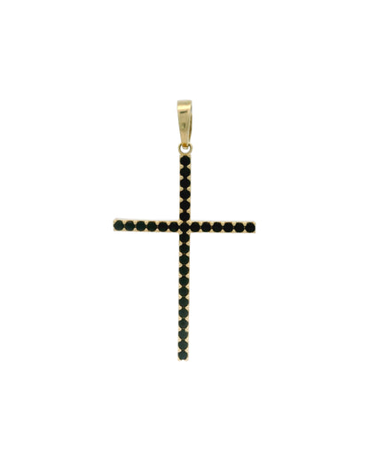 Pandantiv Cruciulita Aur 14K cu pietre negre AG121G