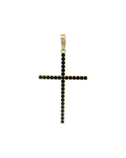 Pandantiv Cruciulita Aur 14K cu pietre negre AG121G