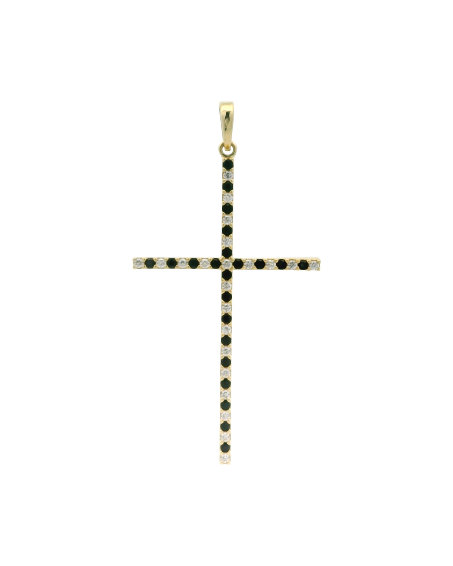 Pandantiv Cruciulita Aur 14K Alb si Negru AG177ANPZ