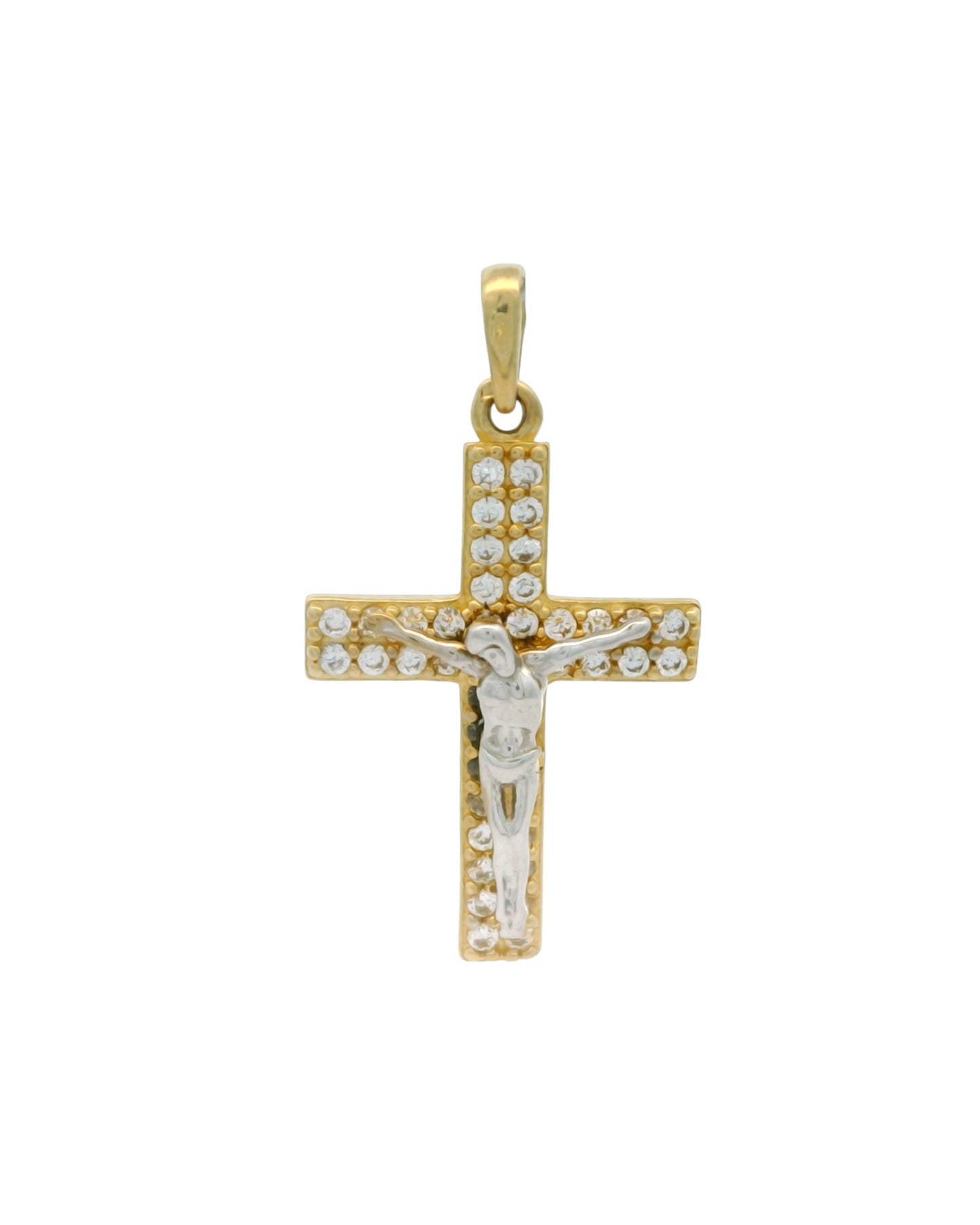 Pandantiv Cruciulita Aur 14K cu pietre si Iisus