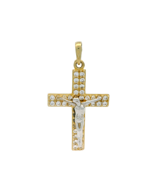 Pandantiv Cruciulita Aur 14K cu pietre si Iisus