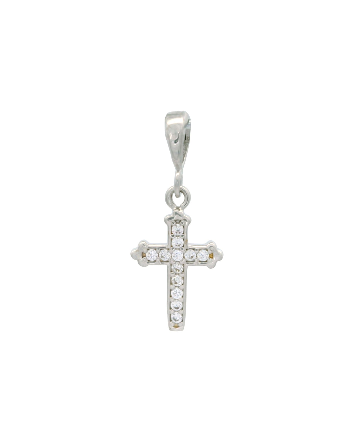Pandantiv Cruciulita Aur Alb 14K si Iisus AG059