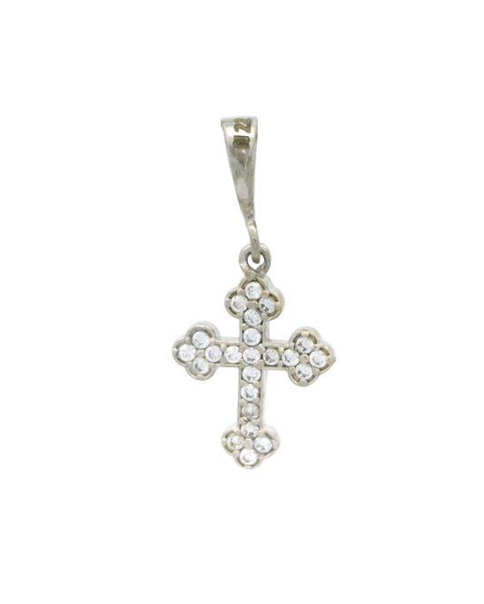 Pandantiv Cruciulita Aur Alb 14K si Iisus AG074