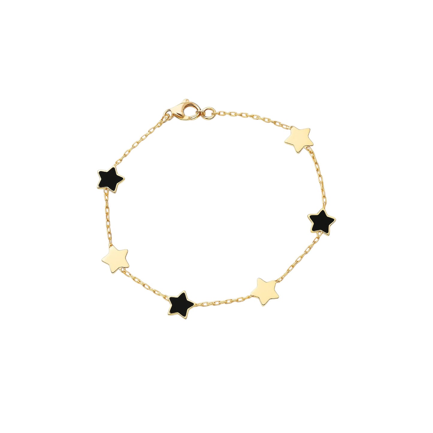 Bratara din aur cu steluțe aurii și negre – design elegant și modern
