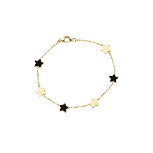 Bratara din aur cu steluțe aurii și negre – design elegant și modern