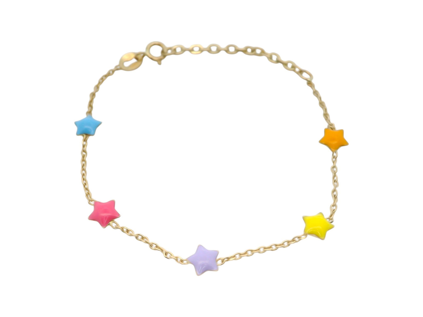 Brățară Antonia Gold din aur cu steluțe colorate din email, design delicat și jucăuș pentru ținute feminine.