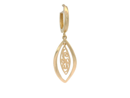 Cercei Antonia Gold din aur galben cu design stilizat în formă de frunză și detalii filigranate elegante