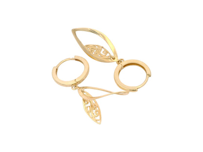 Cercei Antonia Gold din aur galben cu design stilizat de frunză filigranată și sistem de prindere tip tortiță