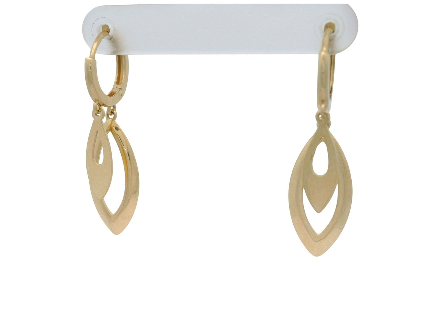 Cercei Antonia Gold din aur galben cu design modern în formă de frunză și sistem de prindere tip tortiță