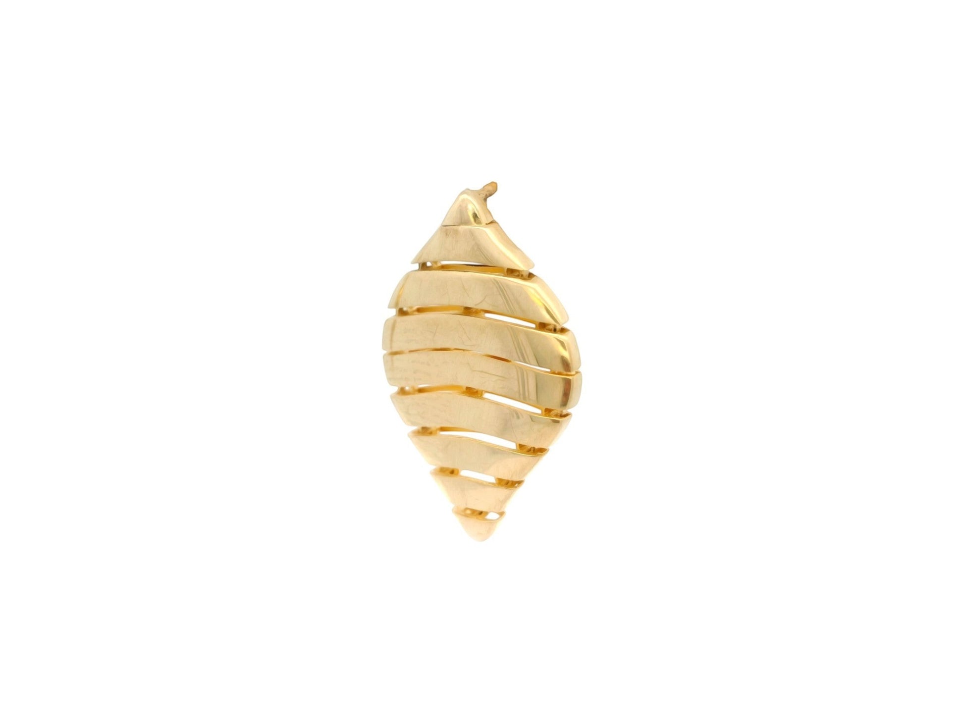 Cercei Antonia Gold din aur galben cu design sculptural în formă de frunză stilizată și finisaj lucios