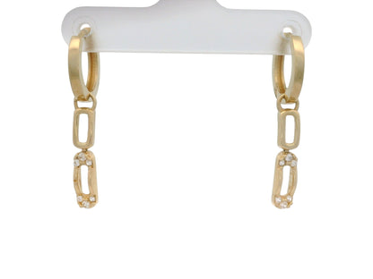 Cercei Antonia Gold din aur galben cu pandantiv geometric articulat și pietre strălucitoare, design modern tip verigă