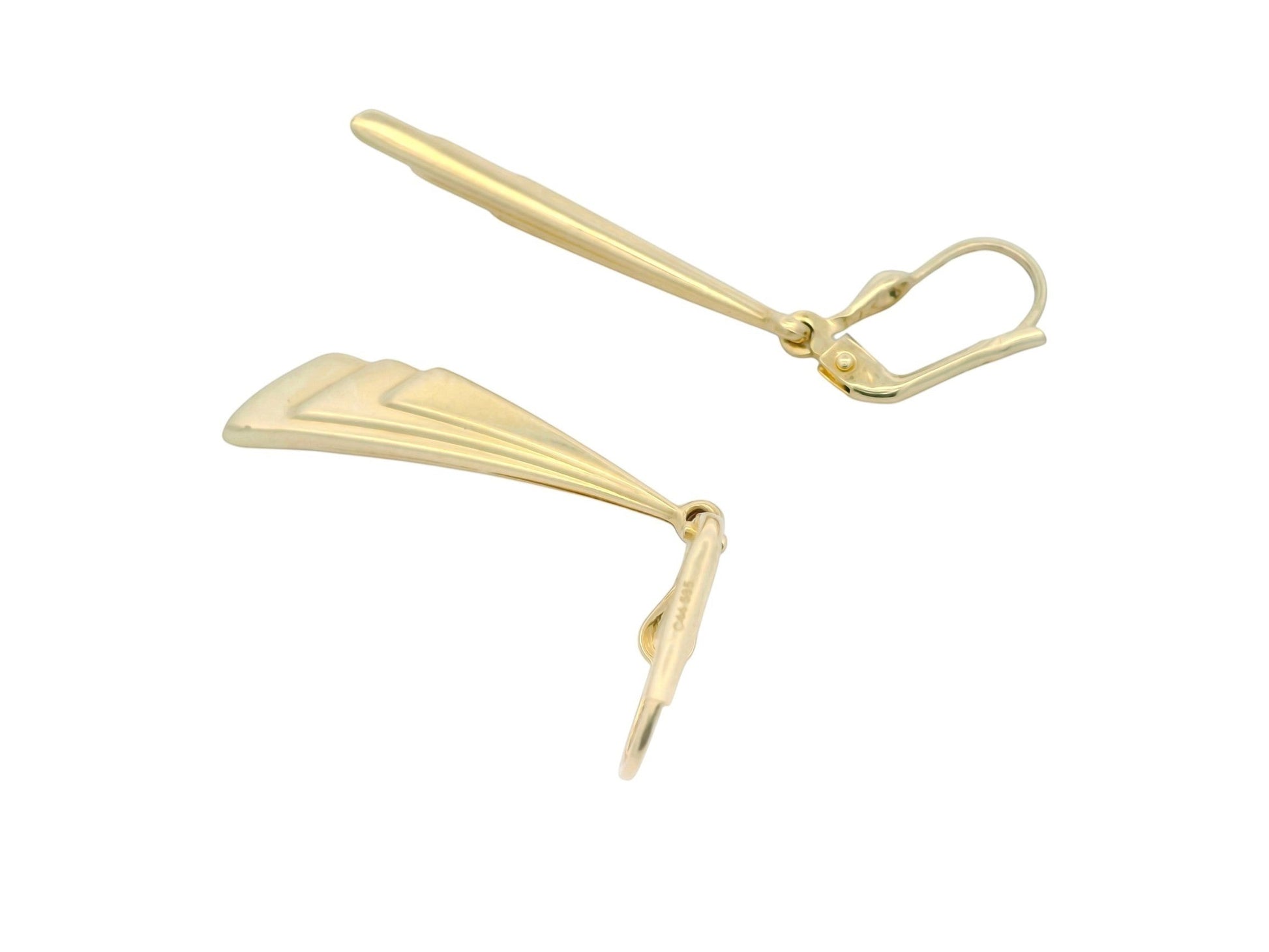 Cercei Antonia Gold din aur galben de 14k cu design geometric modern și finisaj lucios, sistem de prindere tip tortiță