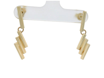 Cercei Antonia Gold din aur galben cu design geometric modern compus din elemente cilindrice dispuse în cascadă