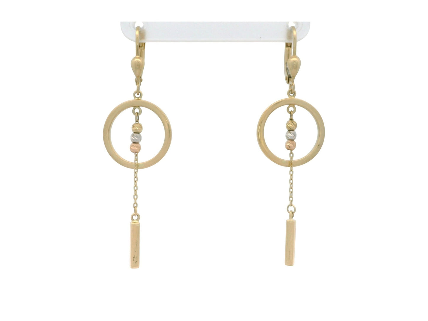 Cercei Antonia Gold din aur de 14K cu design geometric, sfere texturate și elemente mobile suspendate