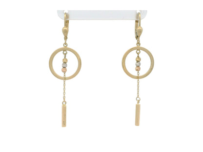 Cercei Antonia Gold din aur de 14K cu design geometric, sfere texturate și elemente mobile suspendate