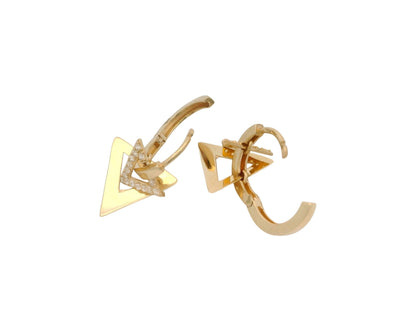 Cercei Antonia Gold din aur cu design geometric triunghiular și pietre strălucitoare, sistem de închidere tip tortiță