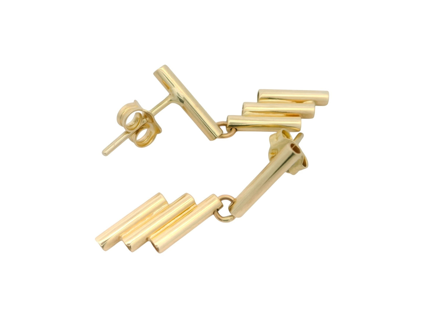 Cercei Antonia Gold din aur galben cu design geometric modern format din elemente cilindrice dispuse în cascadă