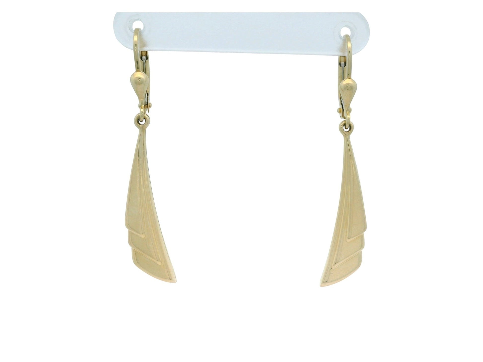 Cercei Antonia Gold eleganți din aur galben de 14k cu design geometric sculptural și sistem de prindere tip tortiță