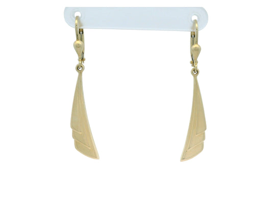 Cercei Antonia Gold eleganți din aur galben de 14k cu design geometric sculptural și sistem de prindere tip tortiță