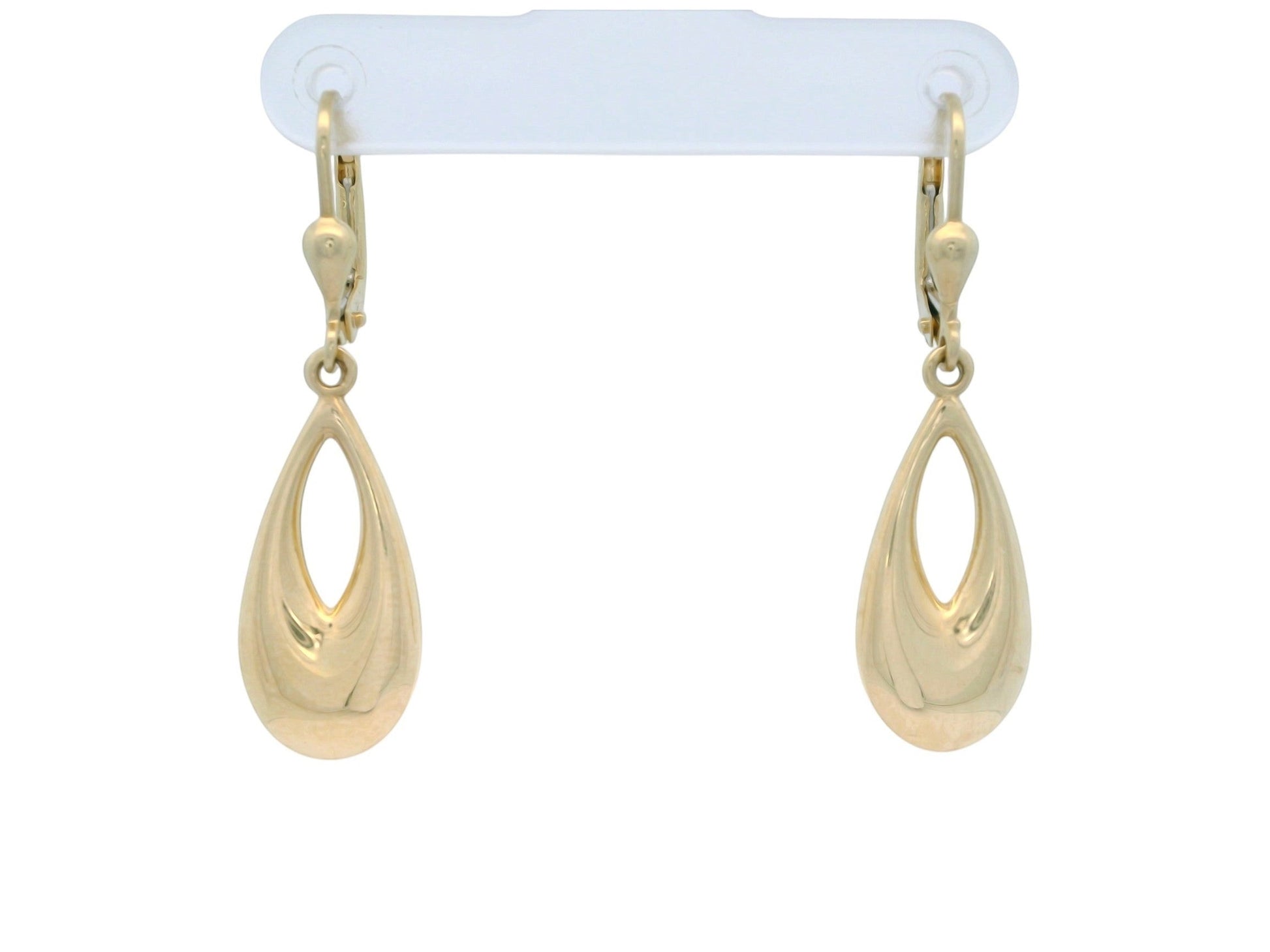 Cercei Antonia Gold din aur galben cu design minimalist în formă de lacrimă și finisaj lucios, sistem tortiță.