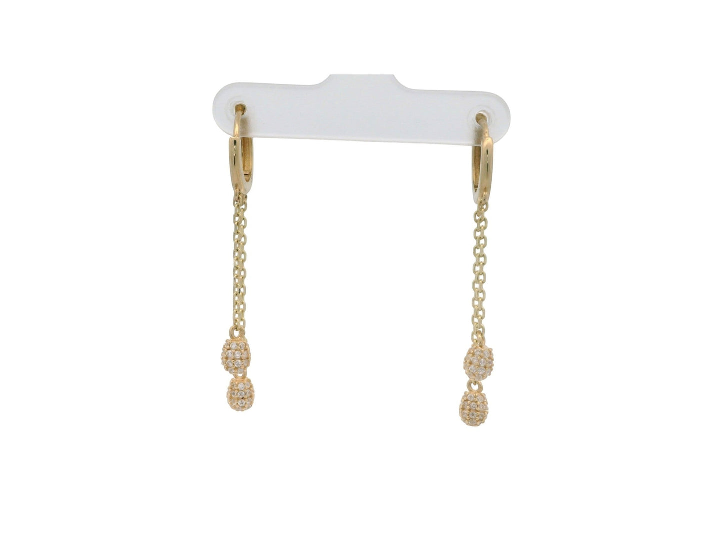 Cercei Antonia Gold tip verigă din aur cu lanț delicat și pandantive sferice decorate cu pietre strălucitoare