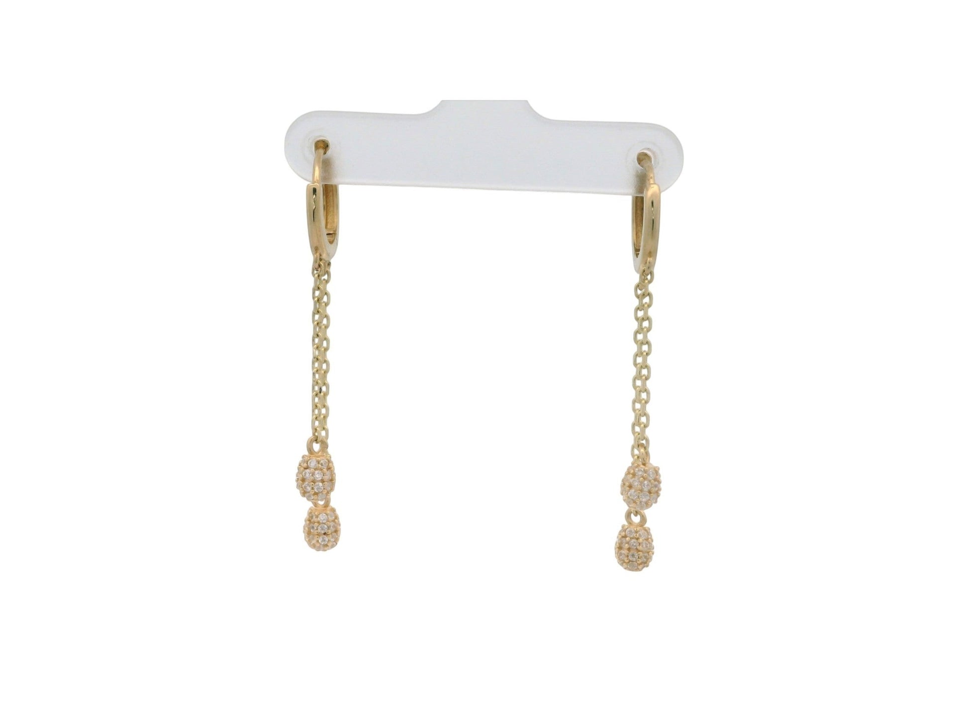 Cercei Antonia Gold tip verigă din aur cu lanț delicat și pandantive sferice decorate cu pietre strălucitoare