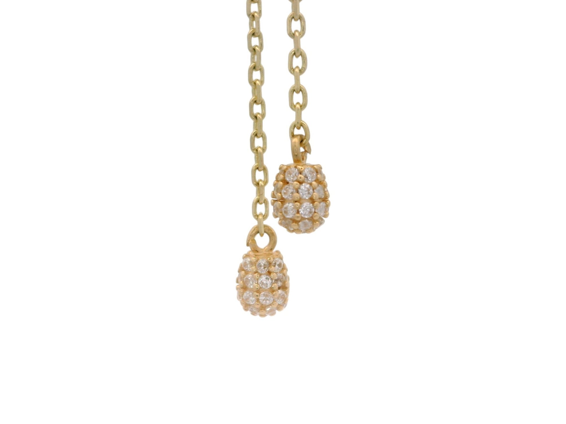 Cercei Antonia Gold din aur cu lanțuri delicate și pandantive sferice decorate cu pietre strălucitoare