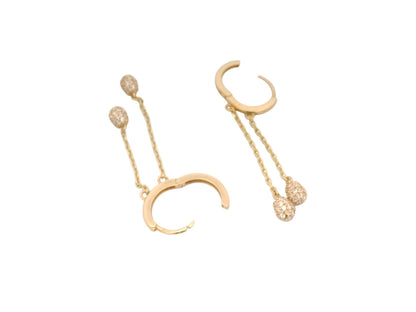 Cercei Antonia Gold tip verigă din aur cu lanțuri delicate și pandantive sferice pavate cu pietre strălucitoare