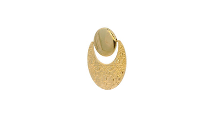Cercei Antonia Gold din aur galben cu design dual, parte superioară lucioasă și bază semilună cu textură bătută.