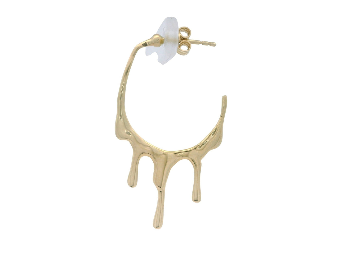 Cercei Antonia Gold tip creole cu design fluid din metal auriu ce imită efectul de metal topit
