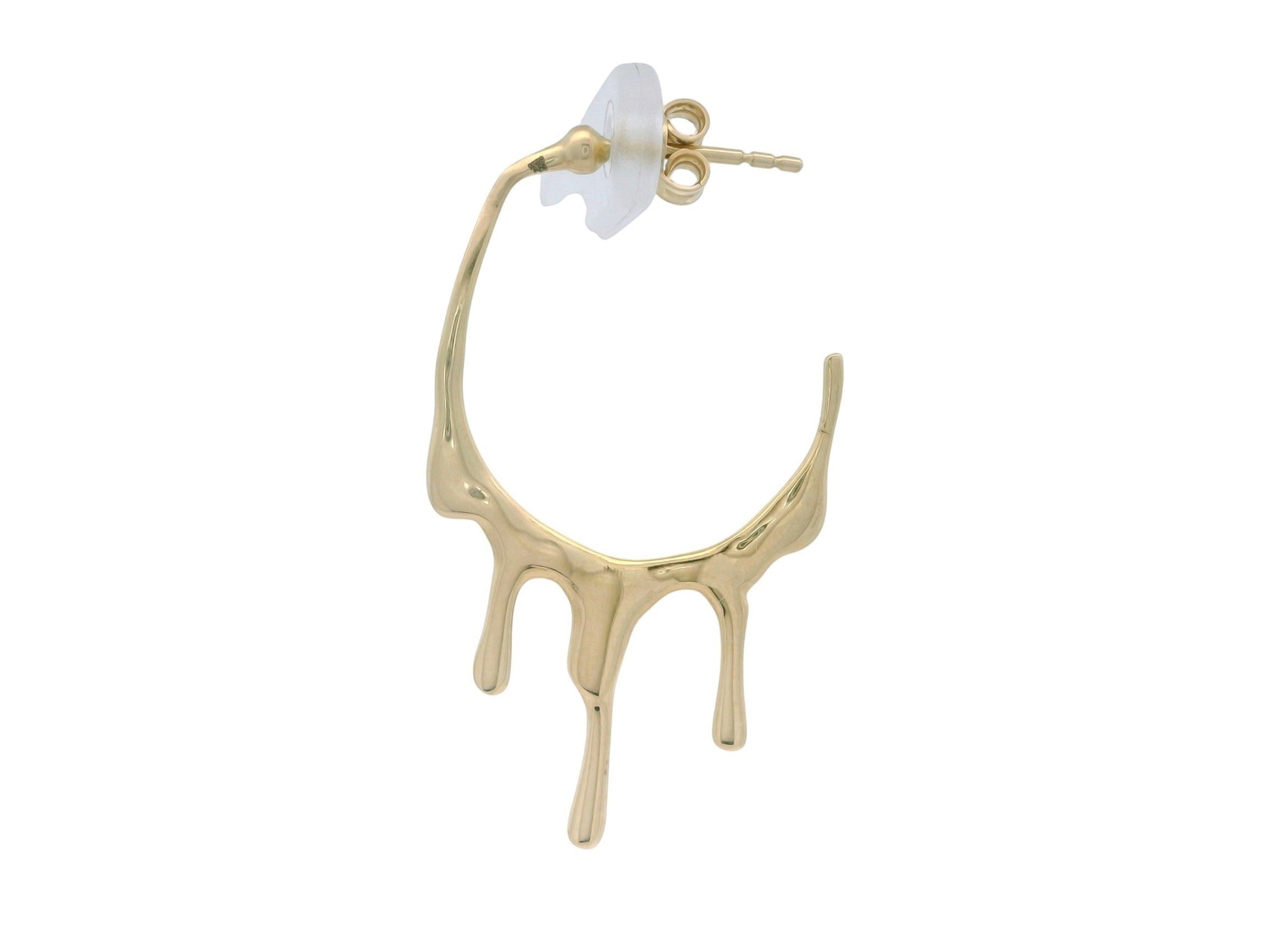 Cercei Antonia Gold tip creole cu design fluid din metal auriu ce imită efectul de metal topit