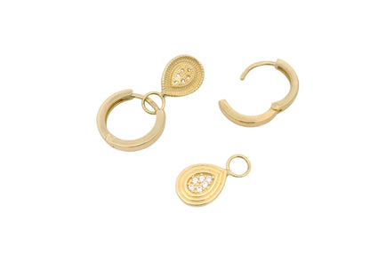 Cercei creole Antonia Gold din aur cu pandantive detașabile în formă de lacrimă decorate cu pietre strălucitoare