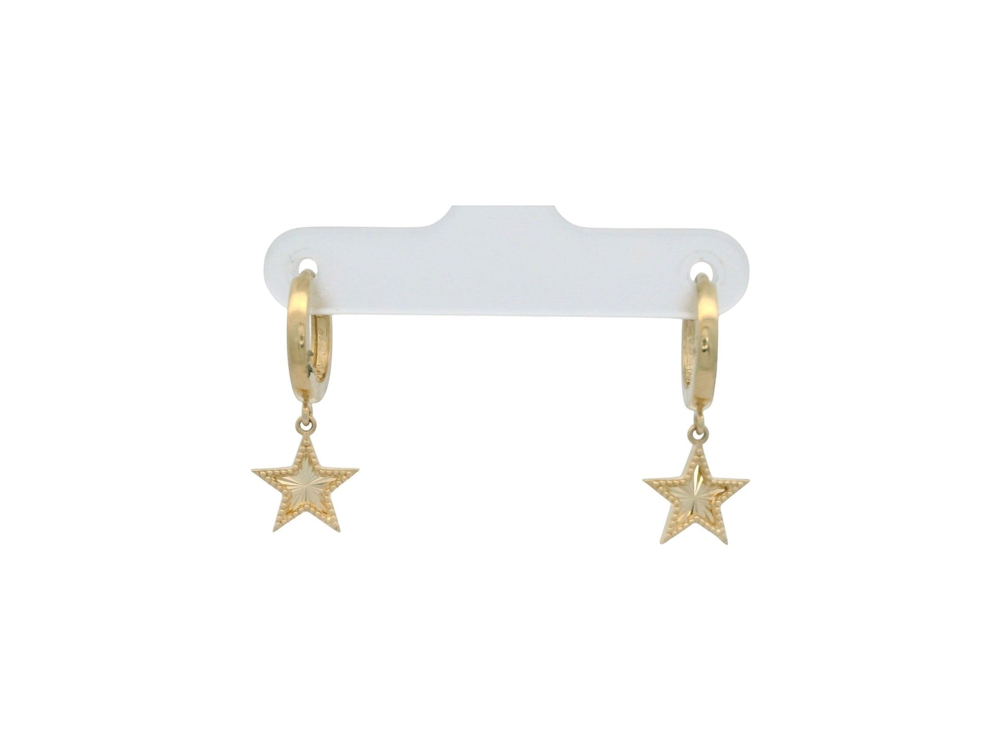 Cercei creole Antonia Gold din aur cu pandantiv în formă de stea gravată, design elegant și modern