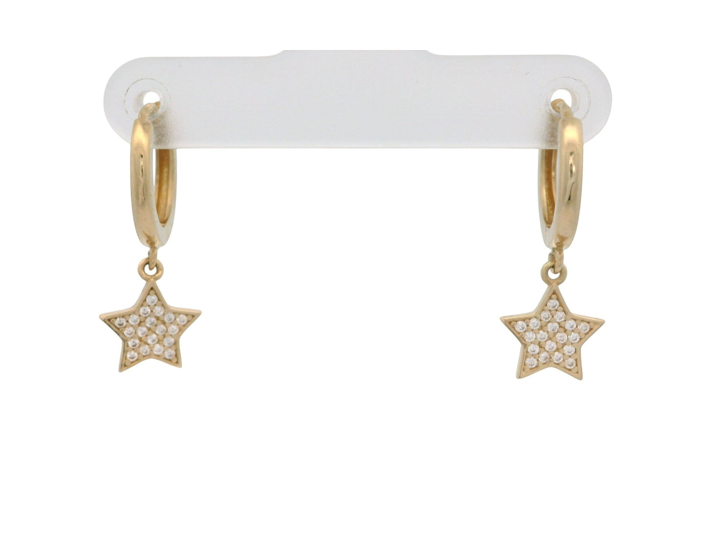 Cercei creole Antonia Gold aurii cu pandantiv stea decorat cu pietre de zirconiu strălucitoare