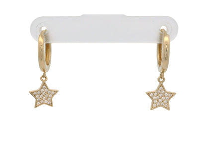 Cercei creole Antonia Gold aurii cu pandantiv stea decorat cu pietre de zirconiu strălucitoare