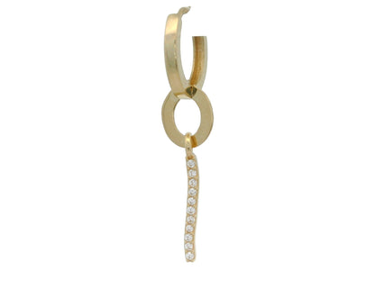 Cercei Antonia Gold tip hoop din aur cu pandantiv bară curbată decorat cu pietre de zirconiu strălucitoare