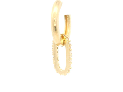 Cercei Antonia Gold tip hoop aurii cu pandantiv oval detașabil decorat cu pietre strălucitoare pentru un look elegant