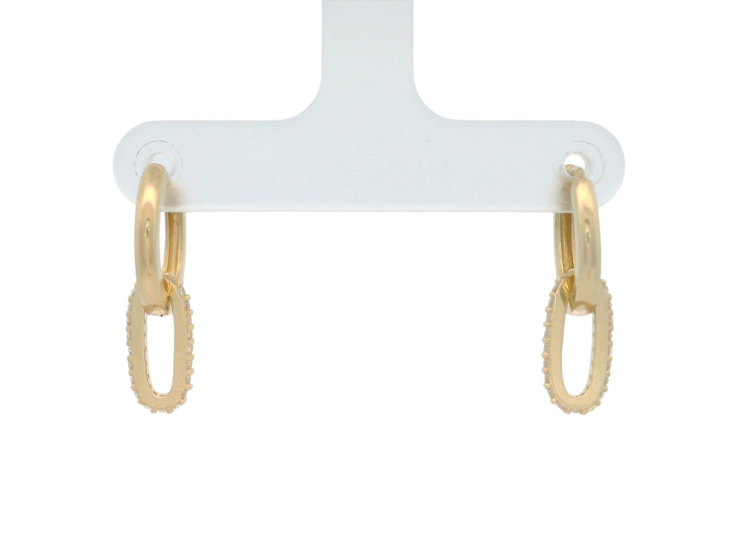 Cercei Antonia Gold tip hoop cu pandantiv oval decorat cu pietre strălucitoare, finisaj auriu elegant