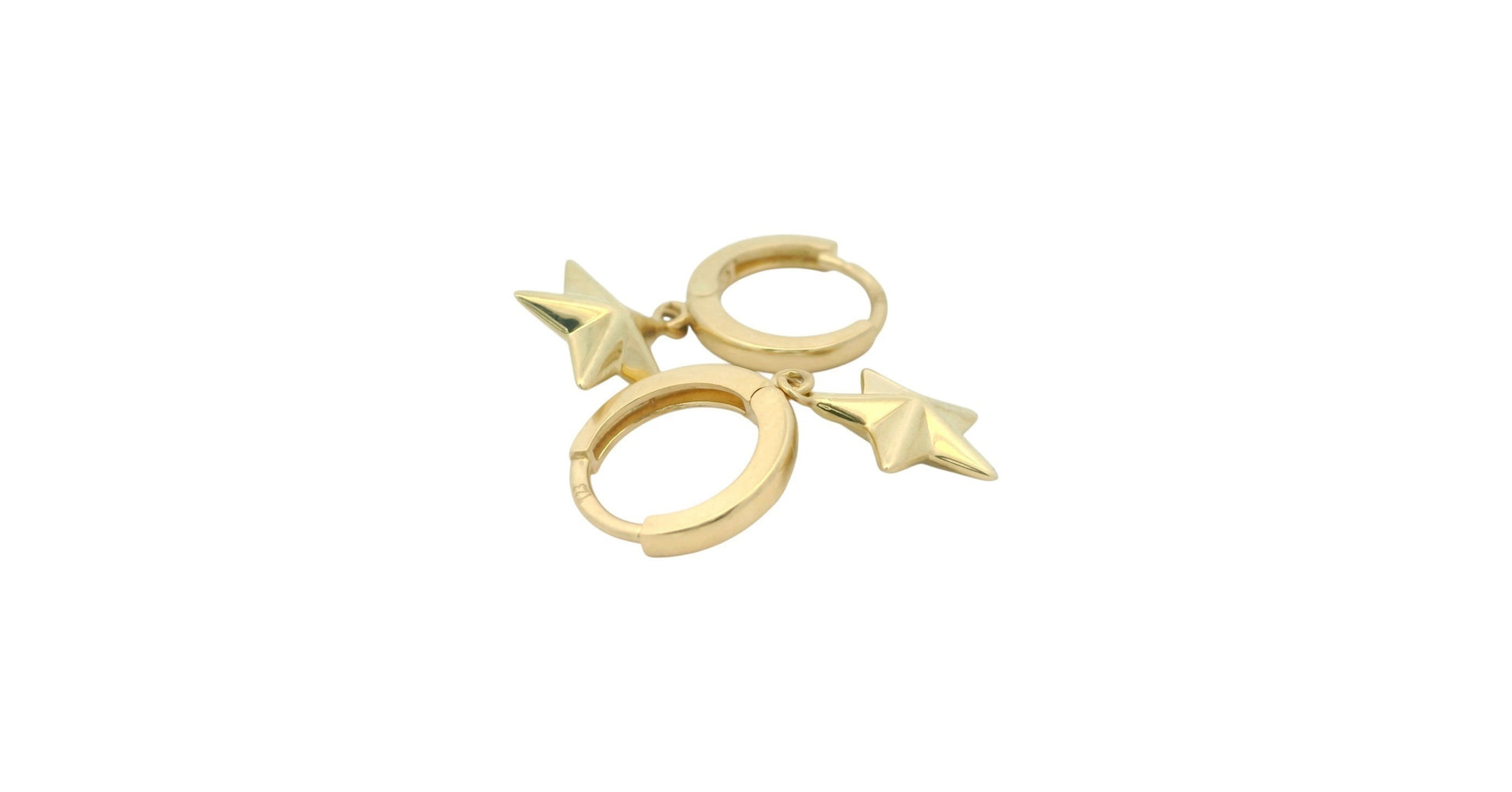 Cercei Antonia Gold tip hoop din aur cu pandantiv în formă de stea, design elegant și modern pentru femei.